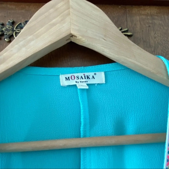 Top Tunic Green L bat sleeves Tassels - Picture 3 of 4